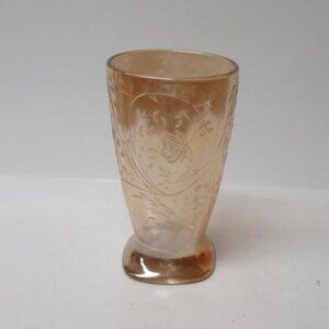 Jeannette Glass iridized FLORAGOLD LOUISA 10 Oz 5 In High Unbanded Water Tumbler
